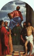 TIZIANO Vecellio St. Mark Enthroned with Saints t oil painting